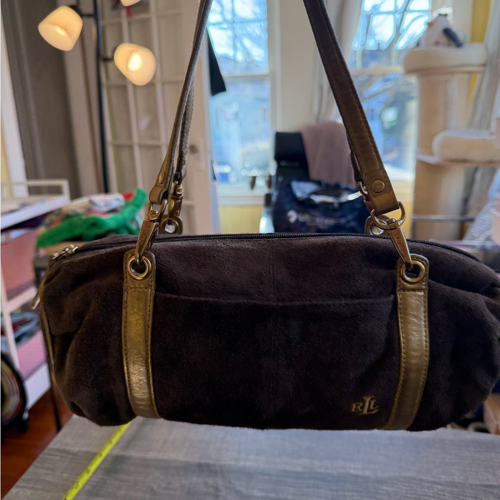 Ralph Lauren Dark Brown Suede Shoulder Bag